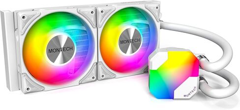 MONTECH HyperFlow ARGB 360 - مبرد سائل لوحدة المعالجة المركزية AIO، متوافق مع Intel وAMD، أداء يتصدر الرسم البياني، تصميم محسن لمضخة مياه 3100 دورة في الدقيقة، 3X Metal Pro 12 ARGB Ultimate Cooling Fans - أسود in Kuwait