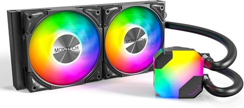 MONTECH HyperFlow ARGB 360 - AIO CPU Liquid Cooler, Intel&AMD Compatible, Chart-Topping Performance, Enhanced 3100RPM Water Pump Design, 3X Metal Pro 12 ARGB Ultimate Cooling Fans - Black in Saudi Arabia