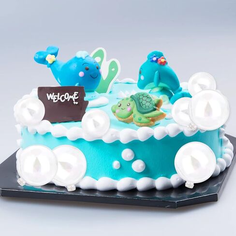 16 Pieces Balls Cake Toppers, Mini Bubble Balls Cake Topper Diy Cupcake Cake Pearl Insert Mini Balloon Cupcake DIY Decoration for Wedding Anniversary Graduation Birthday Cake Party Decorations in Kuwait