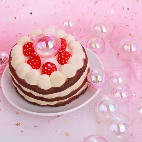 16 Pieces Balls Cake Toppers, Mini Bubble Balls Cake Topper Diy Cupcake Cake Pearl Insert Mini Balloon Cupcake DIY Decoration for Wedding Anniversary Graduation Birthday Cake Party Decorations in Kuwait