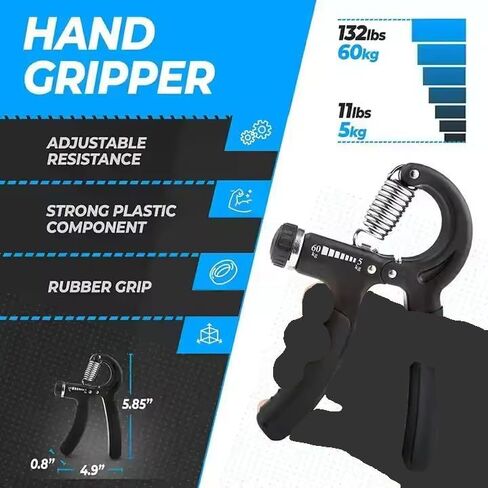 Hand Grip Strengthener Exercise Kit with 5 Pieces, Hand Exerciser for Men Women, Power Hand Grip Trainer, Finger Stretcher, Grip Ring, Stress Relief Ball, for Grip Strength Training in Saudi Arabia