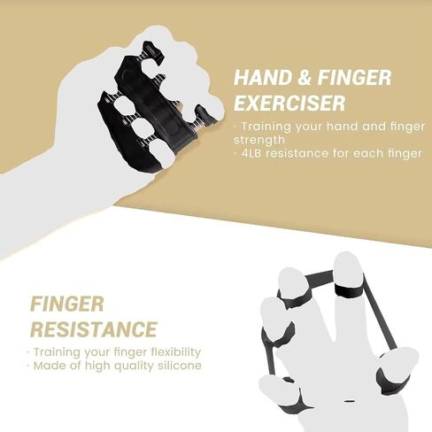 Hand Grip Strengthener Exercise Kit with 5 Pieces, Hand Exerciser for Men Women, Power Hand Grip Trainer, Finger Stretcher, Grip Ring, Stress Relief Ball, for Grip Strength Training in Saudi Arabia