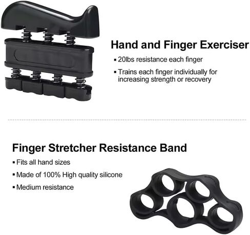 Hand Grip Strengthener Exercise Kit with 5 Pieces, Hand Exerciser for Men Women, Power Hand Grip Trainer, Finger Stretcher, Grip Ring, Stress Relief Ball, for Grip Strength Training in Saudi Arabia