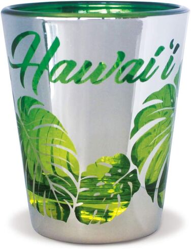 Hawaiian Tropical Foil Short 1 oz Shot Glass (Monstera Hawaii) in Saudi Arabia