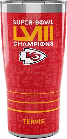 كوب سفر Tervis Traveler NFL Kansas City Chiefs - Super Bowl 58 LVIII Champions ذو جدران ثلاثية معزولة يحافظ على المشروبات باردة وساخنة، 30oz، من الفولاذ المقاوم للصدأ in Saudi Arabia