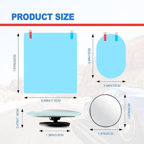16 Pieces Car Waterproof Film Anti Rain Mirror Film, Side Mirror Film Anti Fog Film Blind Spot Side View Mirror Film Frameless Convex Rear View Mirror for Cars Trucks Bus Side Windows in Saudi Arabia