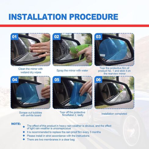 16 Pieces Car Waterproof Film Anti Rain Mirror Film, Side Mirror Film Anti Fog Film Blind Spot Side View Mirror Film Frameless Convex Rear View Mirror for Cars Trucks Bus Side Windows in Saudi Arabia
