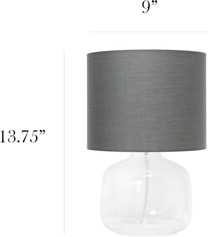 Simple Designs LT2064-SMW Smoke Gray Glass Table Lamp with White Fabric Shade in Saudi Arabia