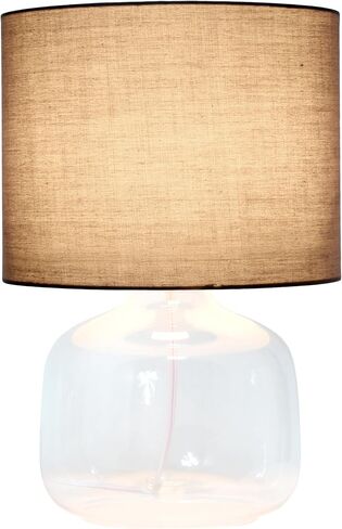 Simple Designs LT2064-SMW Smoke Gray Glass Table Lamp with White Fabric Shade in Saudi Arabia