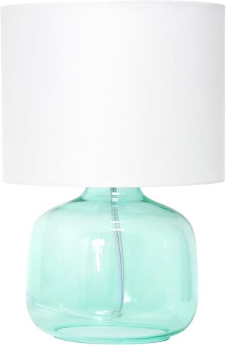 Simple Designs LT2064-SMW Smoke Gray Glass Table Lamp with White Fabric Shade in Saudi Arabia