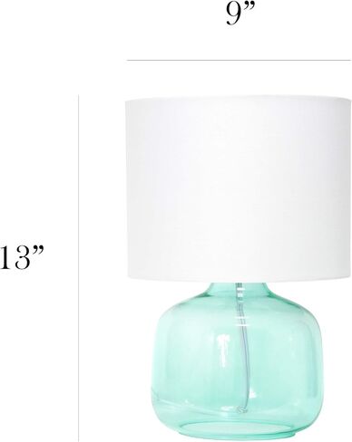 Simple Designs LT2064-SMW Smoke Gray Glass Table Lamp with White Fabric Shade in Saudi Arabia