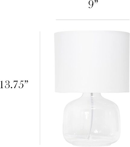 Simple Designs LT2064-SMW Smoke Gray Glass Table Lamp with White Fabric Shade in Kuwait
