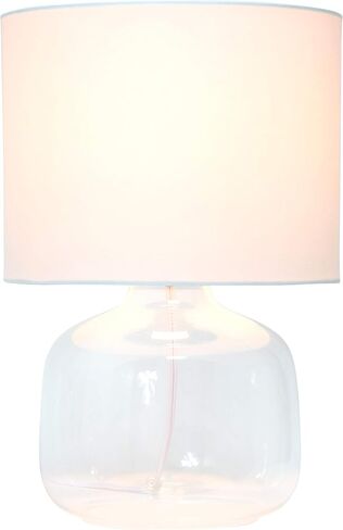 Simple Designs LT2064-SMW Smoke Gray Glass Table Lamp with White Fabric Shade in Kuwait