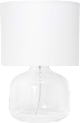 Simple Designs LT2064-SMW Smoke Gray Glass Table Lamp with White Fabric Shade in Kuwait