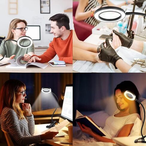 LED USB 10X Magnifying Desk Lamp with 3 Color Modes, 10 Level Dimmable and Flexible Gooseneck for Reading Craft Sewing Repair Close Work Beauty in Kuwait