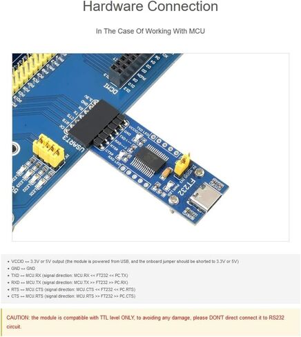 لوحة FT232 USB UART (النوع C)، وحدة محول محول تسلسلي USB إلى TTL على اللوحة الأصلية FT232RL، متوافقة مع نظام التشغيل Mac Linux Android Wince Windows 7/8/8.1/10/11، 5V/3.3V UART (TTL) in Kuwait