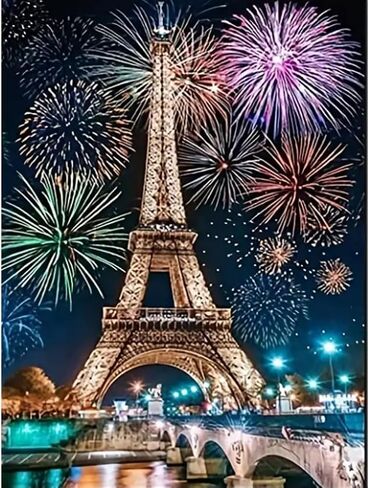 BOHADIY DIY 5D Eiffel Tower Diamond Painting Kits for Adults,Painting Full Drill Rhinestone Embroidery Pictures Arts Craft for Home Wall Decor Gift Paris Romantic Street Eiffel Tower 16x12inch in Saudi Arabia