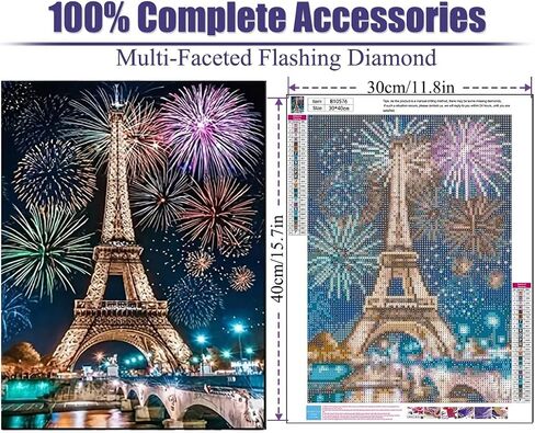 BOHADIY DIY 5D Eiffel Tower Diamond Painting Kits for Adults,Painting Full Drill Rhinestone Embroidery Pictures Arts Craft for Home Wall Decor Gift Paris Romantic Street Eiffel Tower 16x12inch in Saudi Arabia