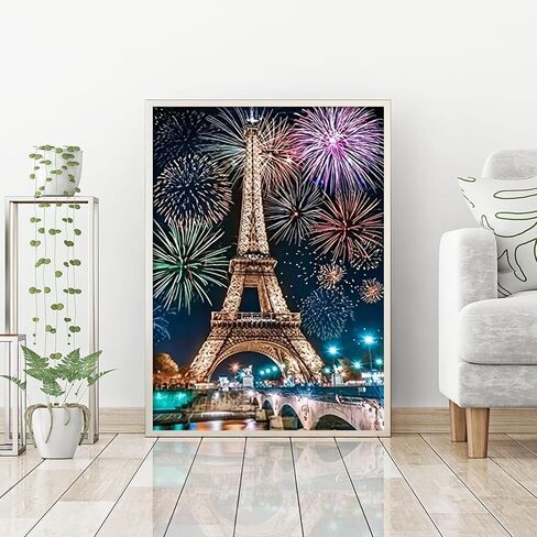 BOHADIY DIY 5D Eiffel Tower Diamond Painting Kits for Adults,Painting Full Drill Rhinestone Embroidery Pictures Arts Craft for Home Wall Decor Gift Paris Romantic Street Eiffel Tower 16x12inch in Saudi Arabia