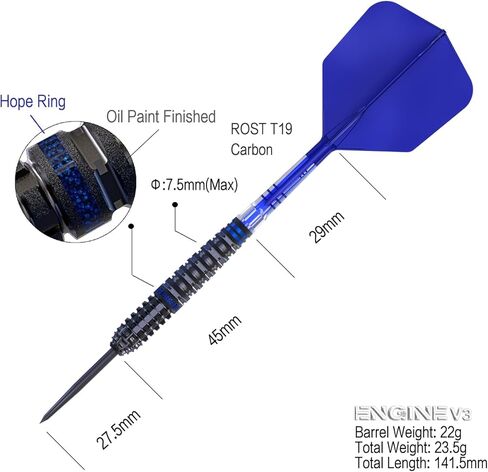 محرك CUESOUL 21/22/23g طرف فولاذي 90% مجموعة سهام التنغستن مع طلاء زيتي نهائي وتوحيد ROST T19 Carbon Flight in Kuwait