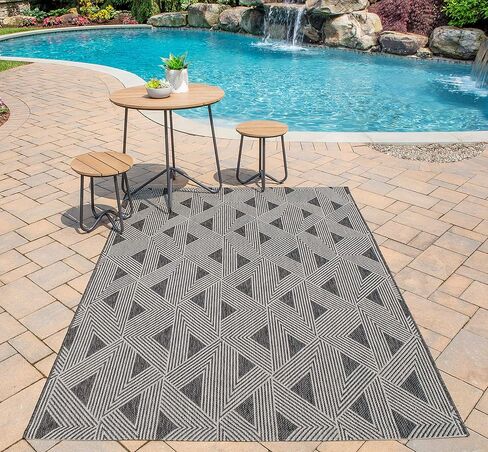 Novogratz by Momeni Rugs Villa Como Indoor Outdoor Area Rug, 2' X 10' Runner, Charcoal in Saudi Arabia