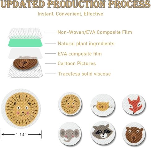 90 عبوة من ملصقات البعوض، حيوان لطيف للأطفال والكبار، مكونات طبيعية وخالية من المواد الغذائية in Kuwait
