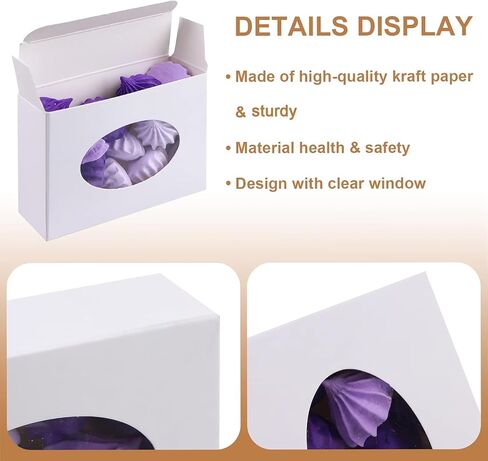 PINKXHY 100 PCS Mini Kraft Paper Box with Window Round Soap Packaging Boxes Craft Cardboard Present Box for Homemade Soap Favor Treat Bakery Candy, 3.8 x 2.8 x 1.2 Inch (White) in Saudi Arabia