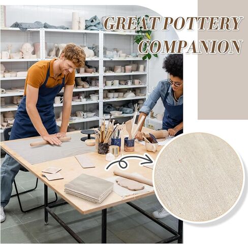 قطعتان من قماش الكتان الفخاري، أداة نحت الطين الهسي، قابلة للغسل، وقابلة لإعادة الاستخدام، وقماش قطرة للطلاء، وطباعة الأرضيات، والأثاث، وحماية ساحة الرسامين ضد الغبار والأوساخ، 99 × 59 بوصة in Kuwait