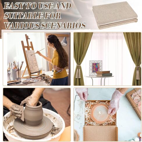 قطعتان من قماش الكتان الفخاري، أداة نحت الطين الهسي، قابلة للغسل، وقابلة لإعادة الاستخدام، وقماش قطرة للطلاء، وطباعة الأرضيات، والأثاث، وحماية ساحة الرسامين ضد الغبار والأوساخ، 99 × 59 بوصة in Kuwait