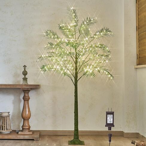 LITBLOOM Lighted Palm Tree 4FT 240 LED Fairy Lights, Artificial Greenery Tree with Lights for Home Room Summer Decoration Indoor in Saudi Arabia