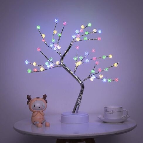 72 مصباح شجرة يراعة LED - أضواء شجرة بونساي صناعية يمكنك صنعها بنفسك، مصباح شجرة أضواء خرافية يعمل باللمس يعمل بالUSB/البطارية مع ألوان متعددة لتزيين حفلات عيد الميلاد (ورقة ذهبية خفيفة دافئة) in Kuwait