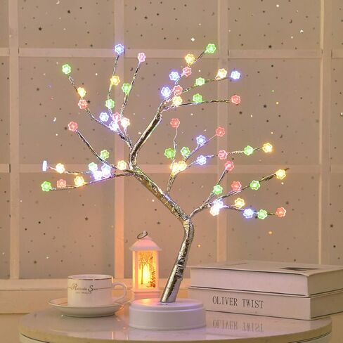 72 مصباح شجرة يراعة LED - أضواء شجرة بونساي صناعية يمكنك صنعها بنفسك، مصباح شجرة أضواء خرافية يعمل باللمس يعمل بالUSB/البطارية مع ألوان متعددة لتزيين حفلات عيد الميلاد (ورقة ذهبية خفيفة دافئة) in Kuwait