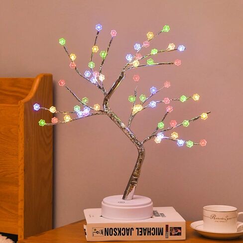 72 مصباح شجرة يراعة LED - أضواء شجرة بونساي صناعية يمكنك صنعها بنفسك، مصباح شجرة أضواء خرافية يعمل باللمس يعمل بالUSB/البطارية مع ألوان متعددة لتزيين حفلات عيد الميلاد (ورقة ذهبية خفيفة دافئة) in Kuwait