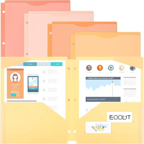 EOOUT 10 مجلدات جيب مع جيب أمامي شفاف لـ 3 حلقات، مجلدات جيب بلاستيكية، ألوان باستيل، لطلاب المكاتب والمدرسة، حجم الحروف، مقاس A4 in Saudi Arabia
