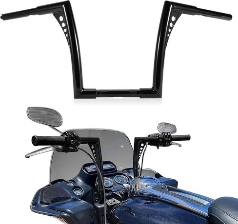 ارتفاع مقود الدراجة النارية Ape Hangers - Ohhmoto بقطر 1-1/4 بوصة شريط مقود رياضي لـ XL 1200 883 Dyna Softail Touring Road Glide Road King Models (14 بوصة كروم) in Kuwait
