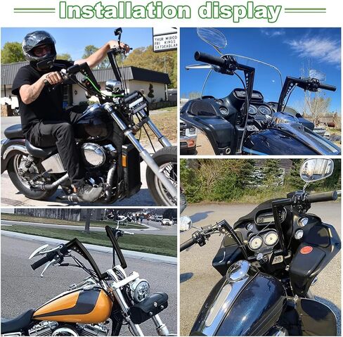 ارتفاع مقود الدراجة النارية Ape Hangers - Ohhmoto بقطر 1-1/4 بوصة شريط مقود رياضي لـ XL 1200 883 Dyna Softail Touring Road Glide Road King Models (14 بوصة كروم) in Kuwait