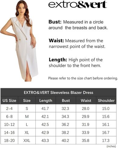 فستان بليزر بدون أكمام من EXTRO&VERT للنساء مع فساتين عمل أنيقة بأزرار ذهبية in Kuwait