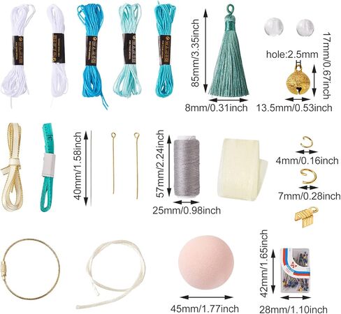 EEE ELECRELIVE DIY Embroidery Kit Temari Ball Set with 45mm Round Ball, Cotton Threads, Tassels, Bowknot, Needles Assorted DIY Finding Tools for Art Crafts Bag Decor, Champagne Yellow (with Manual) in Kuwait