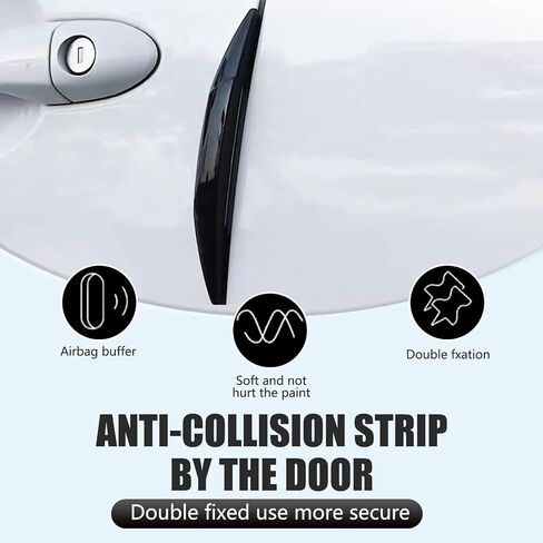 Pack-4 Car Door Anti-Collision Strip, 5.7In x 0.8In Vehicle Side Door Edge Protector, Universal 3.1In x 0.8In Automotive Decorative Sticker Replacement for Truck SUV Car (Black) in Saudi Arabia