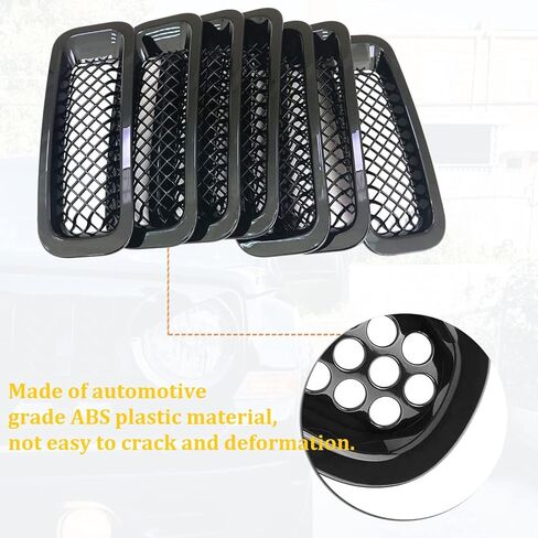 Bolaxin كروم أسود شبكة أمامية مصبغة شبكة مصبغة إدراج عدة متوافقة مع جيب باتريوت 2011-2017 (7 قطع) in Kuwait