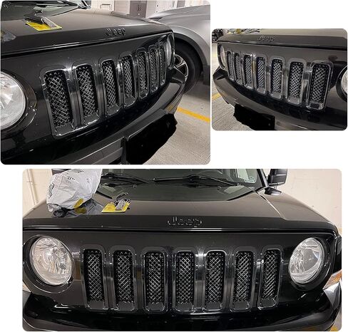 Bolaxin كروم أسود شبكة أمامية مصبغة شبكة مصبغة إدراج عدة متوافقة مع جيب باتريوت 2011-2017 (7 قطع) in Kuwait