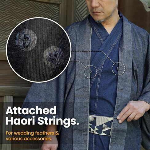 Mens Traditional Japanese Haori, Outerwear Soft Denim Jacket in Saudi Arabia