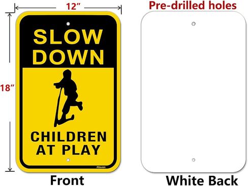 Slow Children at Play Signs Kids Playing Sign Reflective Metal Children Playing Safety Sign 12" x 18" Slow Down Neighborhood Street Yard Sign Rust Free Aluminum Outdoor Use 2 Pack in Saudi Arabia
