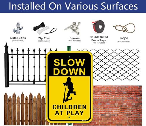 Slow Children at Play Signs Kids Playing Sign Reflective Metal Children Playing Safety Sign 12" x 18" Slow Down Neighborhood Street Yard Sign Rust Free Aluminum Outdoor Use 2 Pack in Saudi Arabia