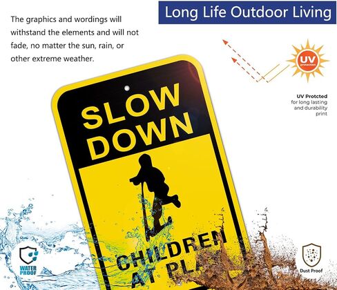 Slow Children at Play Signs Kids Playing Sign Reflective Metal Children Playing Safety Sign 12" x 18" Slow Down Neighborhood Street Yard Sign Rust Free Aluminum Outdoor Use 2 Pack in Saudi Arabia