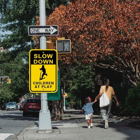 Slow Children at Play Signs Kids Playing Sign Reflective Metal Children Playing Safety Sign 12" x 18" Slow Down Neighborhood Street Yard Sign Rust Free Aluminum Outdoor Use 2 Pack in Saudi Arabia