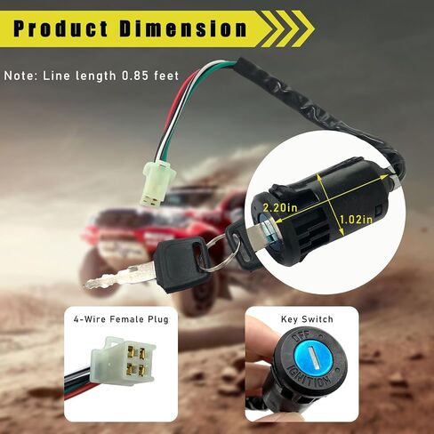 Motorcycle Ignition Switch, 4 Wire Pin Ignition Switch with 2 Keys, Key Locking Starter Switch Replacement for 50cc to 250cc Go Kart ATV Dirt Bike Scooter Motorcycle in Saudi Arabia