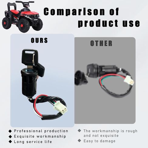 Motorcycle Ignition Switch, 4 Wire Pin Ignition Switch with 2 Keys, Key Locking Starter Switch Replacement for 50cc to 250cc Go Kart ATV Dirt Bike Scooter Motorcycle in Saudi Arabia