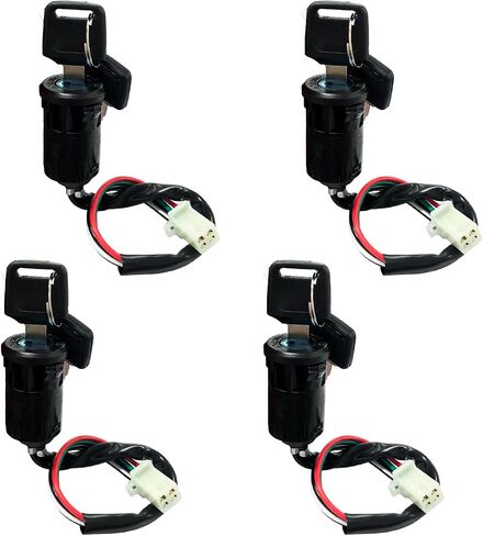 Motorcycle Ignition Switch, 4 Wire Pin Ignition Switch with 2 Keys, Key Locking Starter Switch Replacement for 50cc to 250cc Go Kart ATV Dirt Bike Scooter Motorcycle in Saudi Arabia