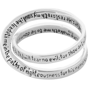 Psalm 23 Silver Plated Women's Double Mobius Ring Size 7